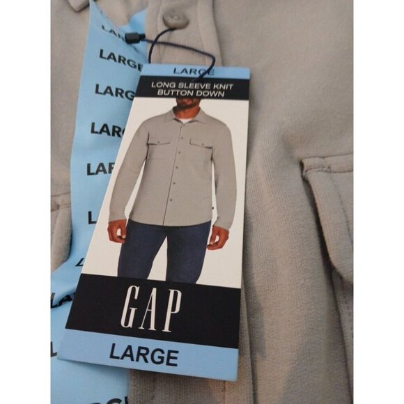 GAP Shirt Size Large Classic Long Sleeved Pockets Gray Mens - Picture 2 of 4